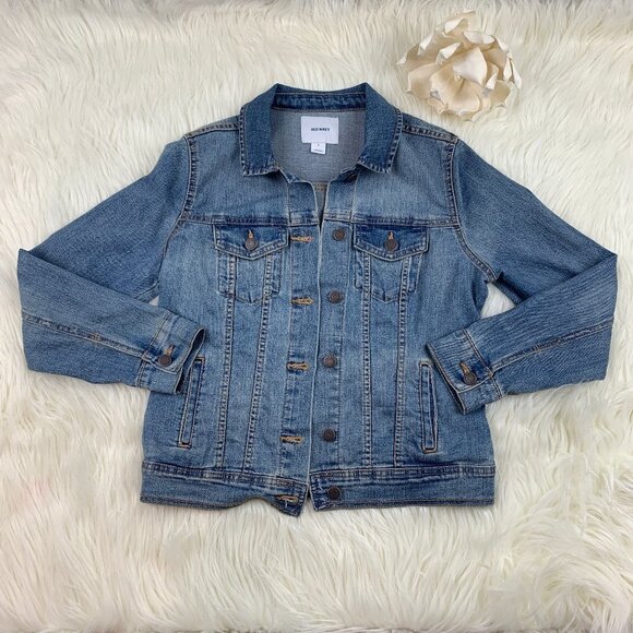 Old Navy Medium Wash Denim Jacket Women's Size Small - Picture 1 of 6